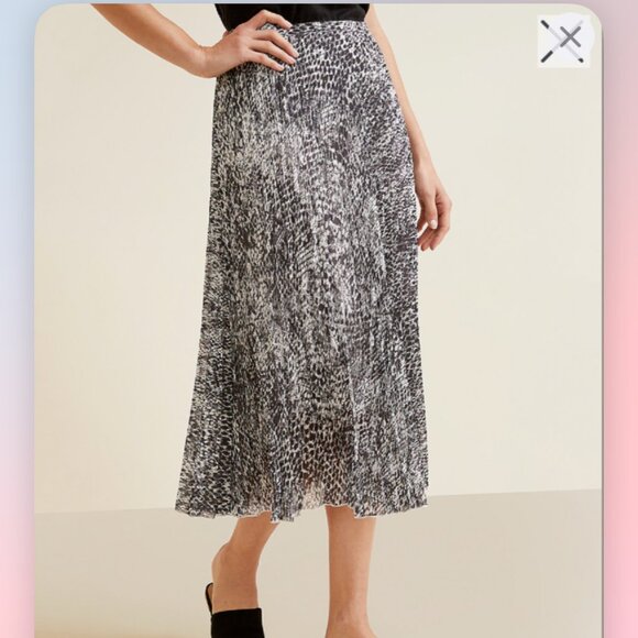 Garnet Hill SZ4 Snakeskin Micro Pleated Midi Skirt Career Old Money Capsule Prep - Picture 2 of 10